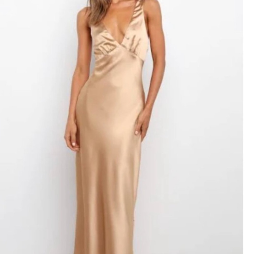 Petal & Pup gold satin dress